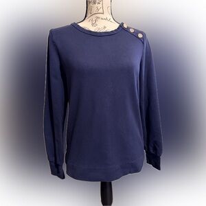 Ann Taylor Navy Blue Sweater with Button Detail